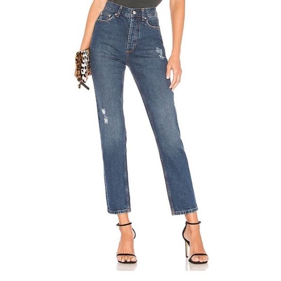 🎁NWT Anine Bing Peyton High Waist Relaxed Straight Jeans Size 30🎁 - Picture 2 of 9